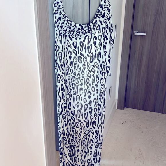 NWT $128 AFRM Anthropologie black white leopard stretchy mesh dress 3XL - Picture 11 of 11